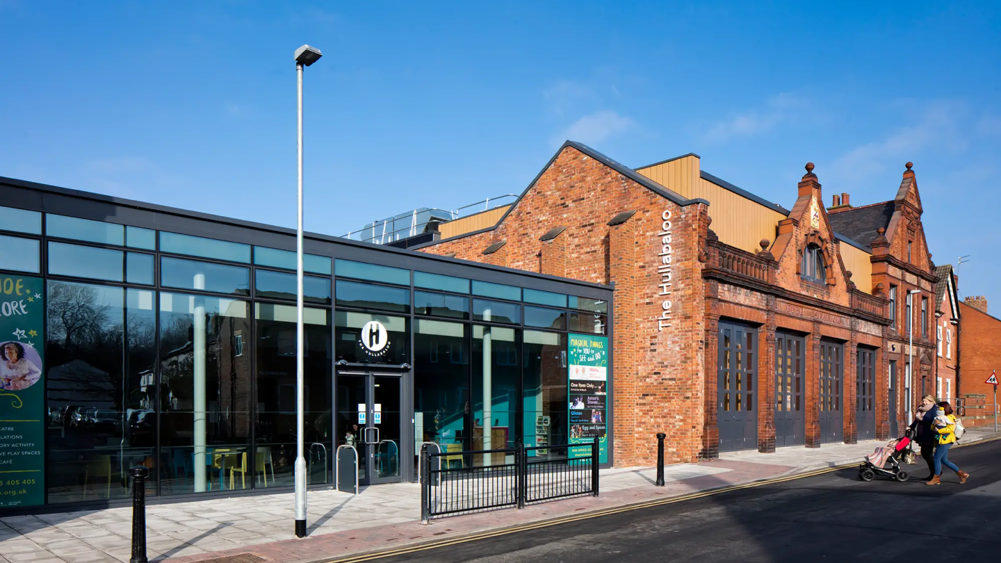 Outside street view of the Hullaballoo Children's theatre