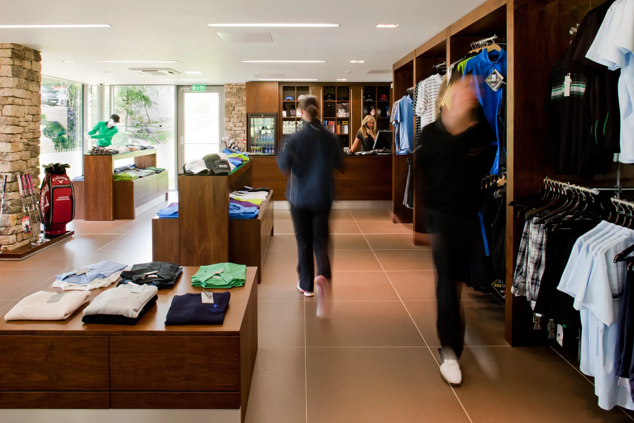 Inside the golf clothes shop at Close House