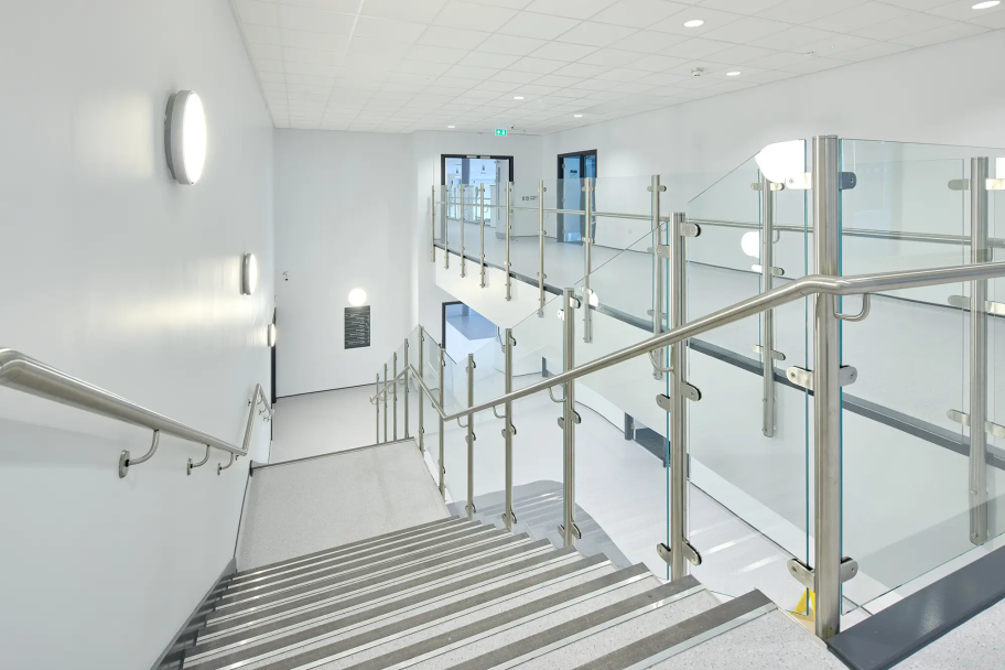 A white stairwell at Belle Vue Academy
