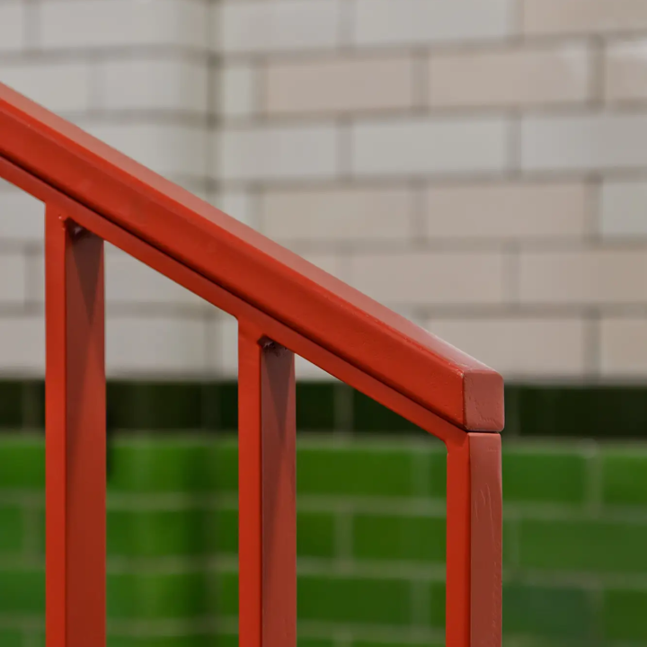 Red banister details
