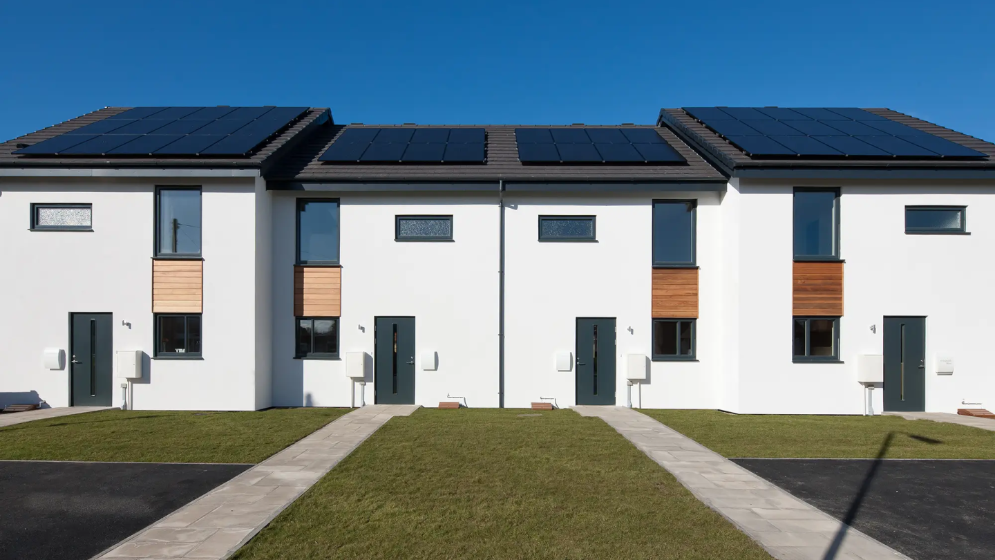 A forward facing street view of Spacehus eco homes