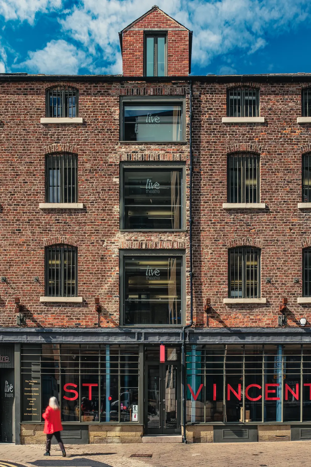 A portrait image of the outside of the Live Theatre in Newcastle Upon Tyne