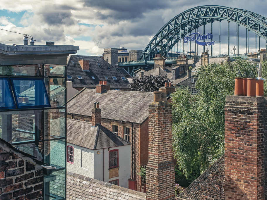 A view of from the Live Theatre of surrounding landscape and the Tyne Bridge