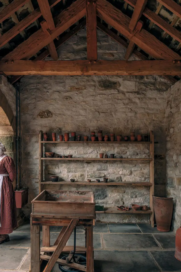 Inside Drover's Tavern at Beamish, with an external beehive kiln