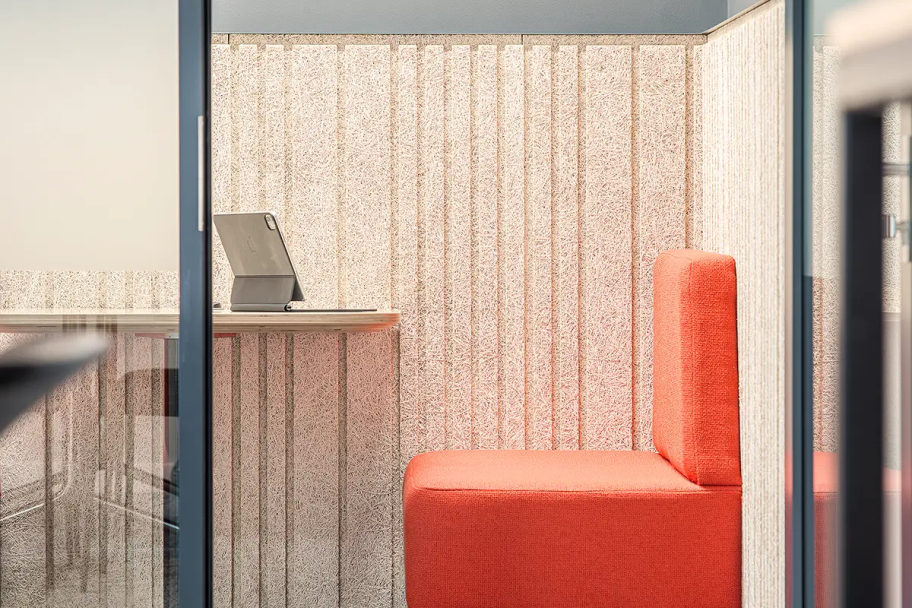 The inside of a meeting pod