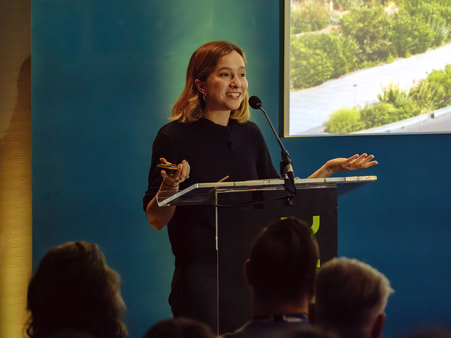 Clover Hogan gives her keynote presentation at _shift 2025