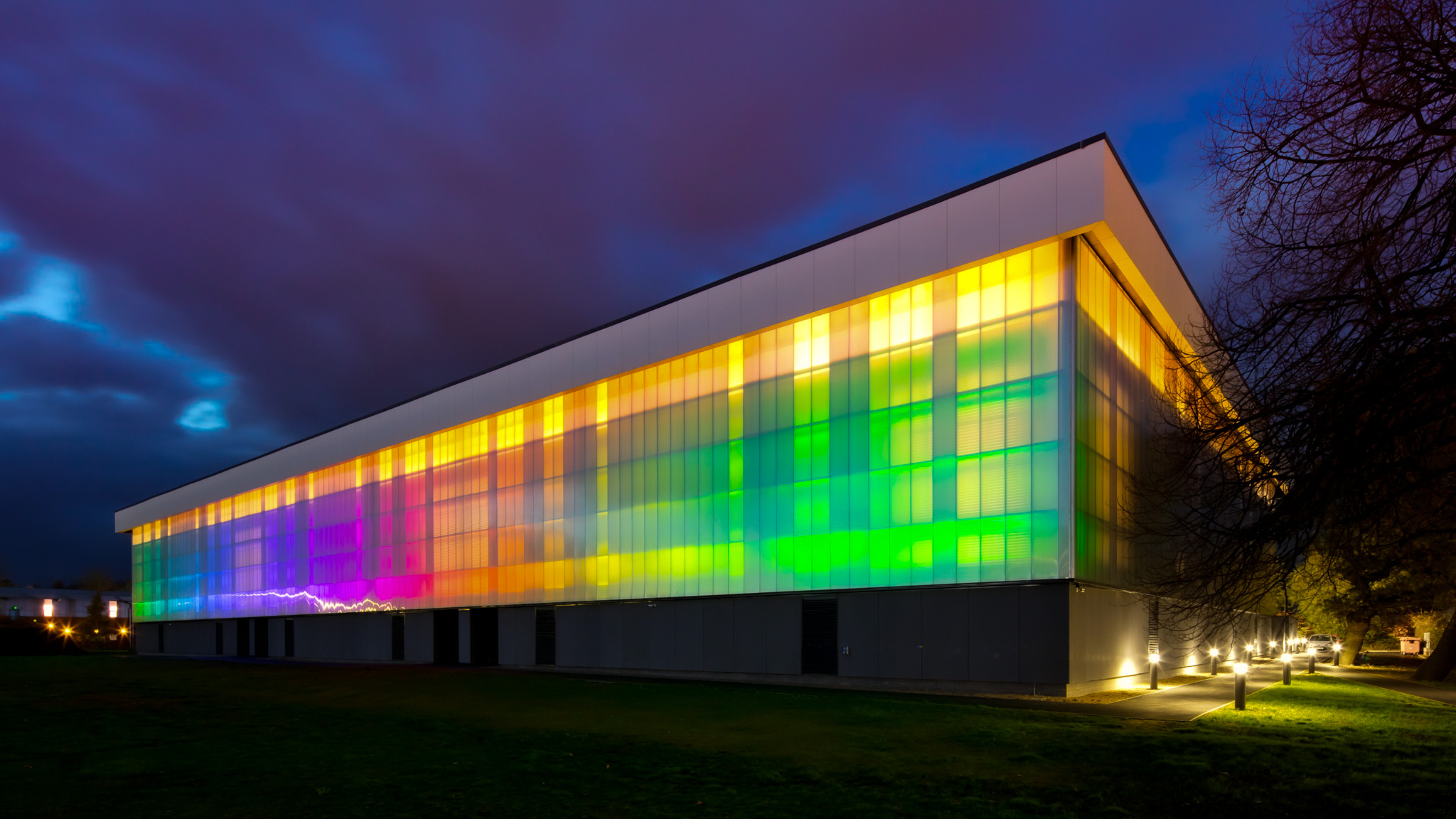 Hull Sport Centre Night time Lit Up