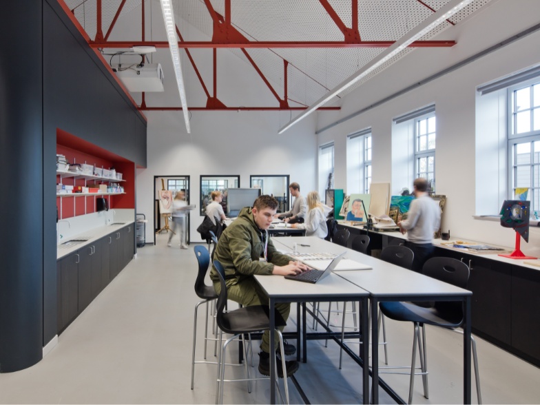 Students work Inside STEAM Studios