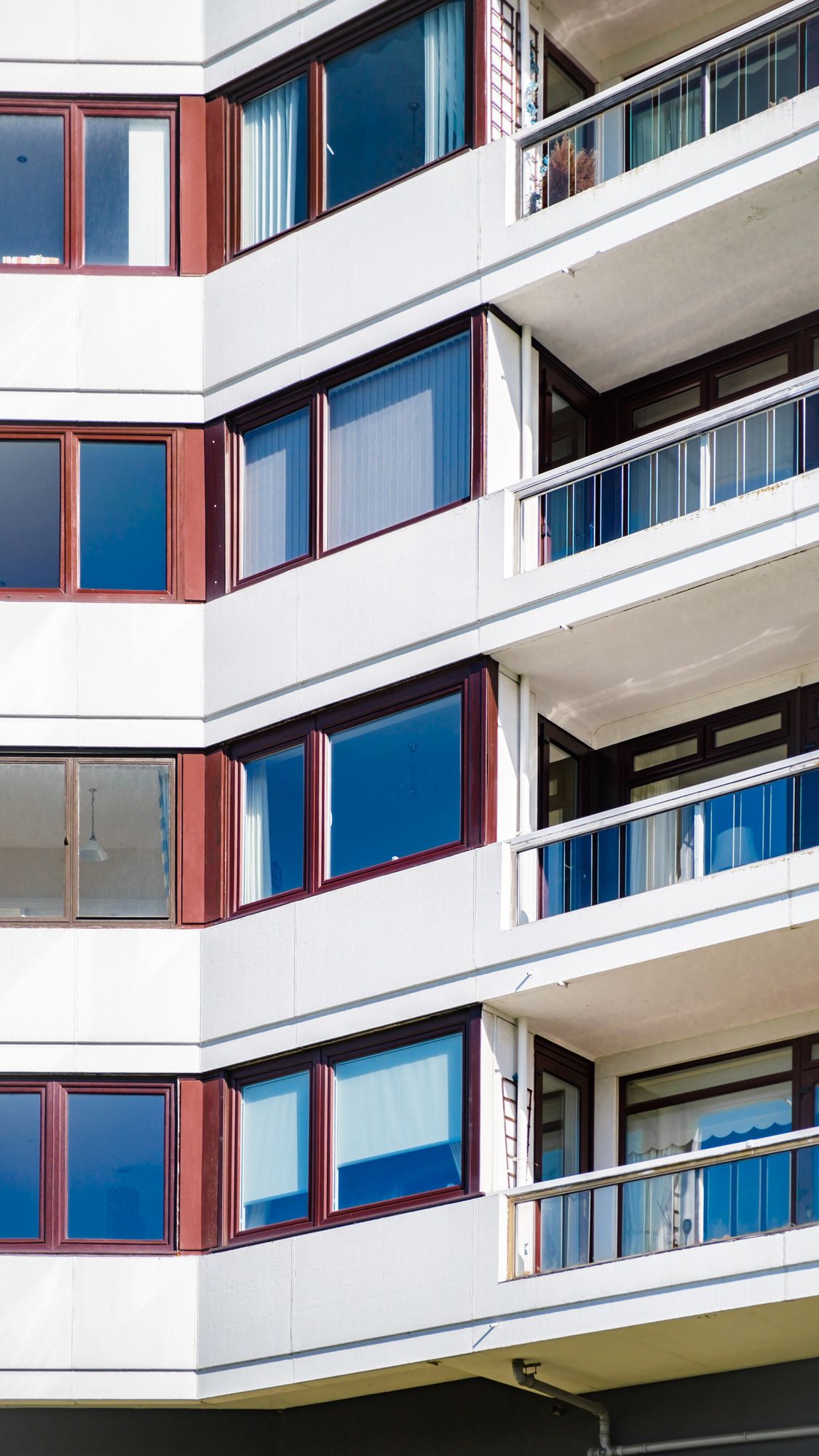 Close-up detail of Montagu Court exterior facade