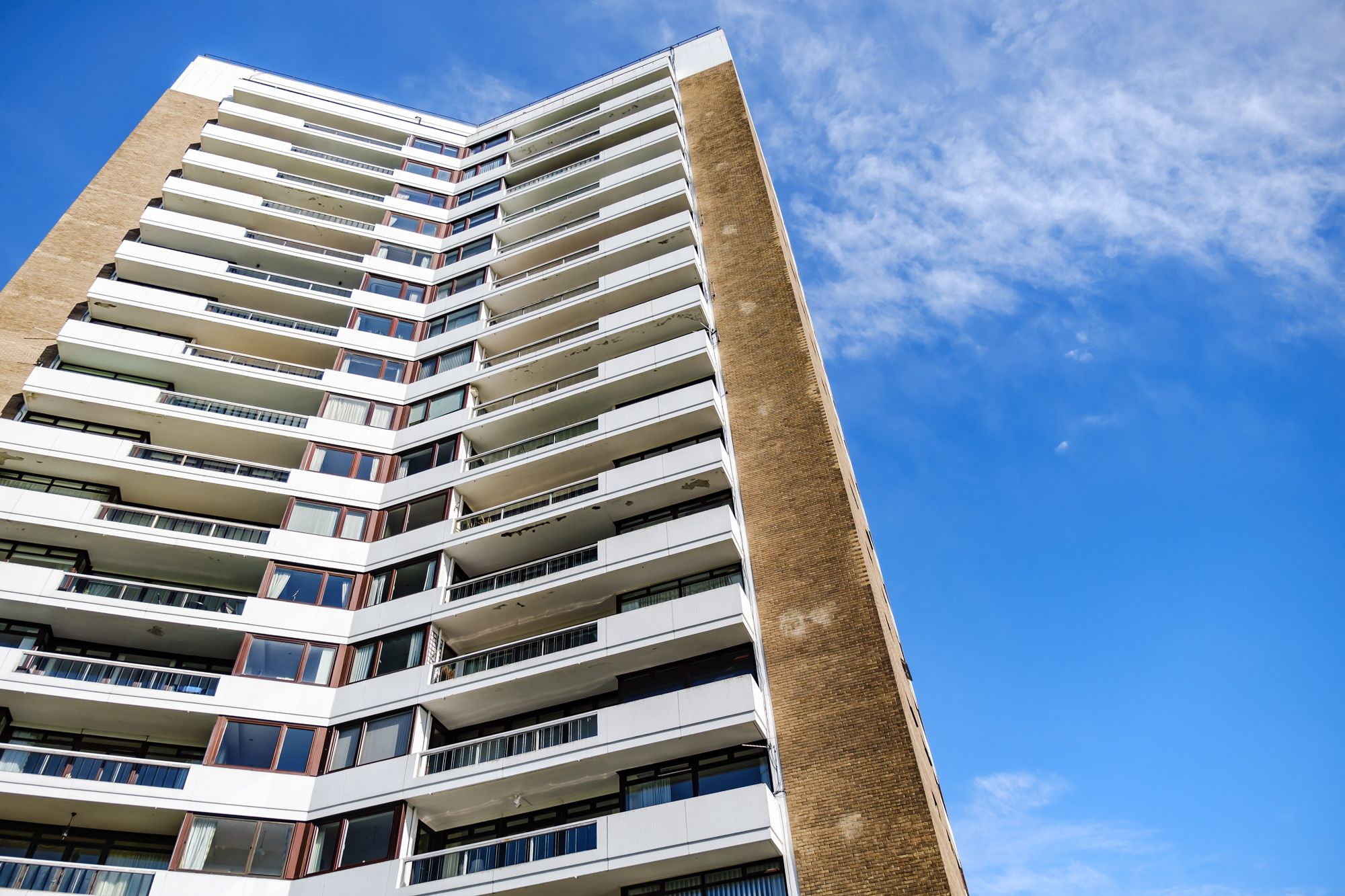 Exterior view of Montagu Court tower from the ground