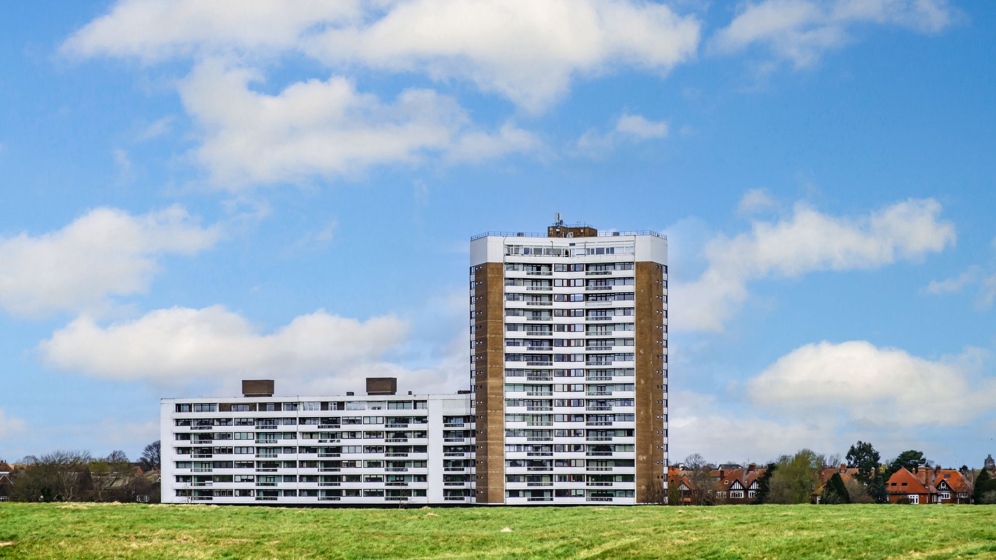 Exterior view of Montagu Court, taken from Town Moor in Newcastle upon Tyne