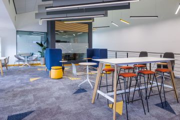 Hybrid co-working, meeting and social space inside Orbit Building, NETPark, Durham University